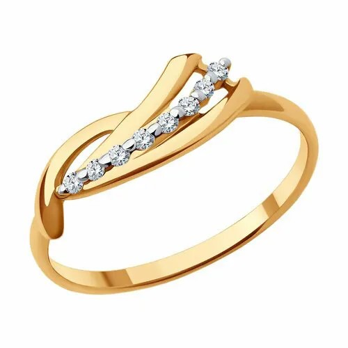 Кольцо Diamant, красное золото, 585 проба, фианит, размер 17.5, бесцветный
