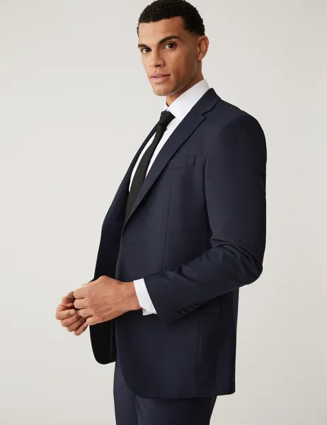 Пиджак стандартного кроя из эластичной ткани Marks & Spencer, темно-синий