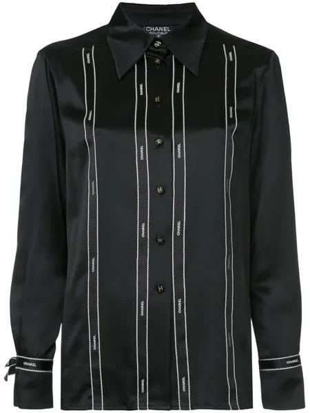 Chanel Pre-Owned облегающая рубашка в полоску с логотипом
