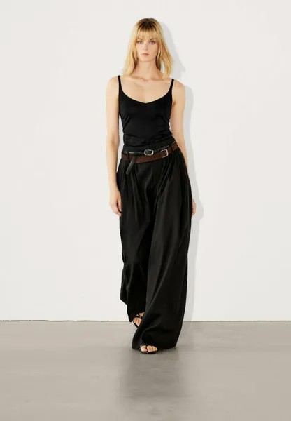 Тканевые брюки PALAZZO Massimo Dutti, черный