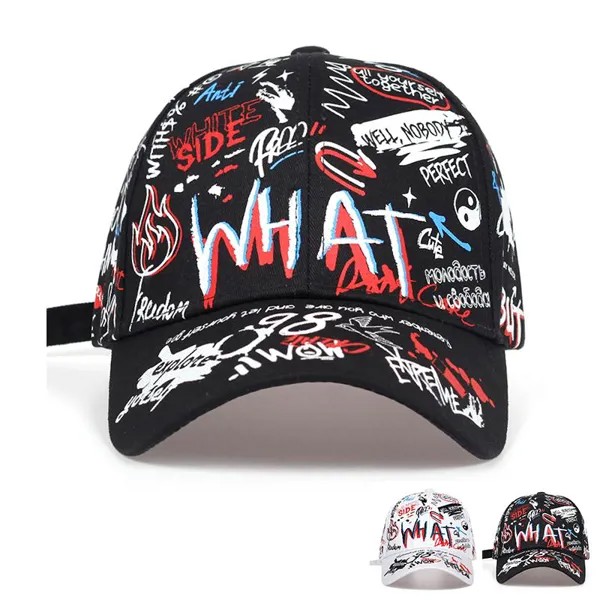 Мода граффити печать бейсболки уличная хлопчатобумажная шапка унисекс летняя шляпа регулируемая шляпа досуг