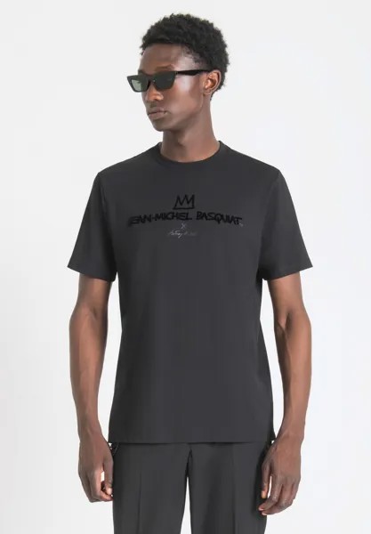 Футболка с принтом Regular Fit T-Shirt With Basquiat Print Antony Morato, черный