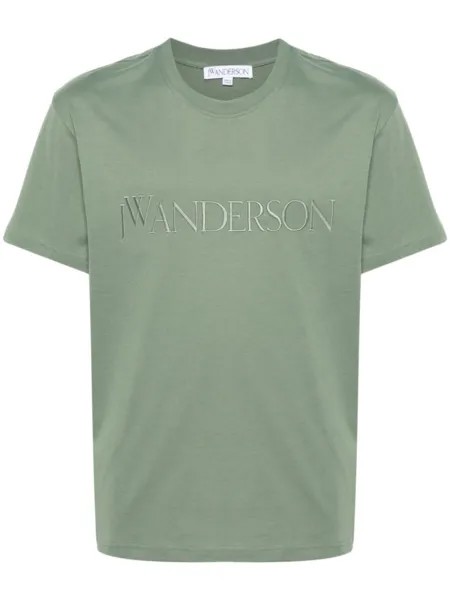 JW Anderson футболка с вышитым логотипом, зеленый
