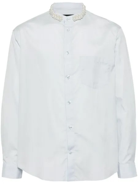 Simone Rocha faux-pearl embellished cotton shirt, синий