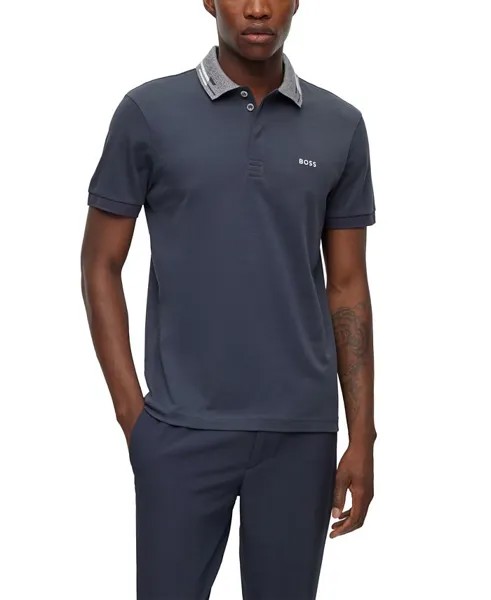 Мужская рубашка-поло с логотипом Hugo Boss, цвет Dark Blue