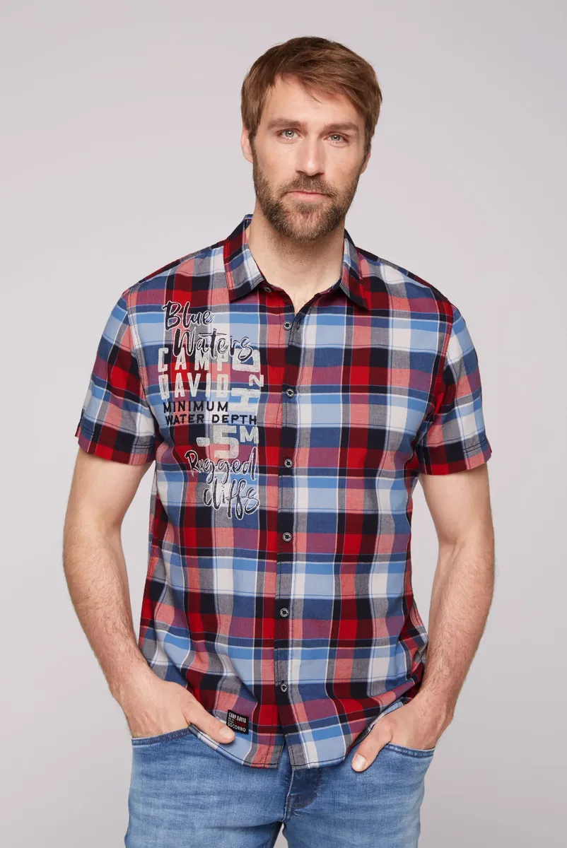 Рубашка CAMP DAVID с короткими рукавами, хлопок, цвет Royal Red Check