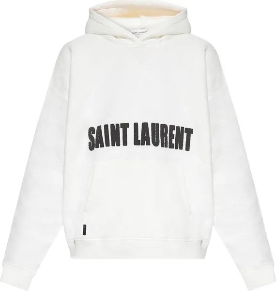 Толстовка Saint Laurent Logo Print Hooded Sweatshirt 'Natural/Black', загар