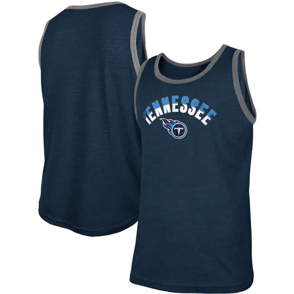 Мужская майка New Era Heathered Navy Tennessee Titans Ringer Tri-Blend