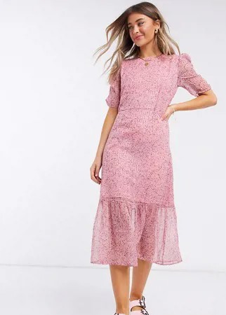 Платье миди с цветочным принтом Wednesday's Girl-Розовый цвет