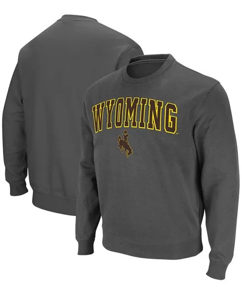 Мужская темно-серая футболка wyoming cowboys arch & logo tackle twill pullover sweatshirt Colosseum, мульти