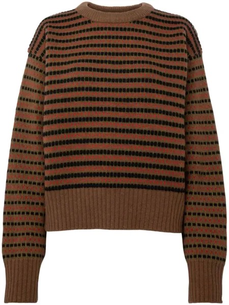 JW Anderson полосатый жаккардовый шерстяной свитер, коричневый