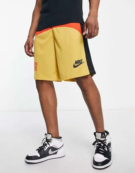 Золотые шорты с логотипом Nike Basketball 11 дюймов