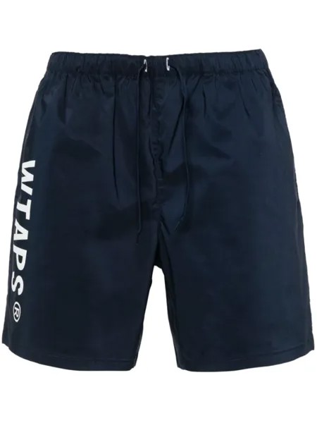 WTAPS шорты с кулиской и логотипом, синий
