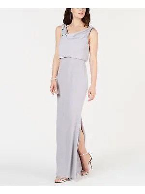 ADRIANNA PAPELL Женское серебристое вечернее платье-блузон в полный рост без рукавов 0