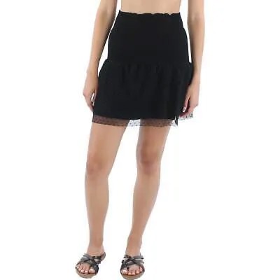 Peixoto Женская короткая мини-юбка Scarlet Black со сборками для вечеринок L BHFO 4876