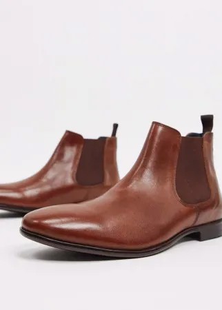 Светло-коричневые кожаные ботинки челси Burton Menswear-Коричневый