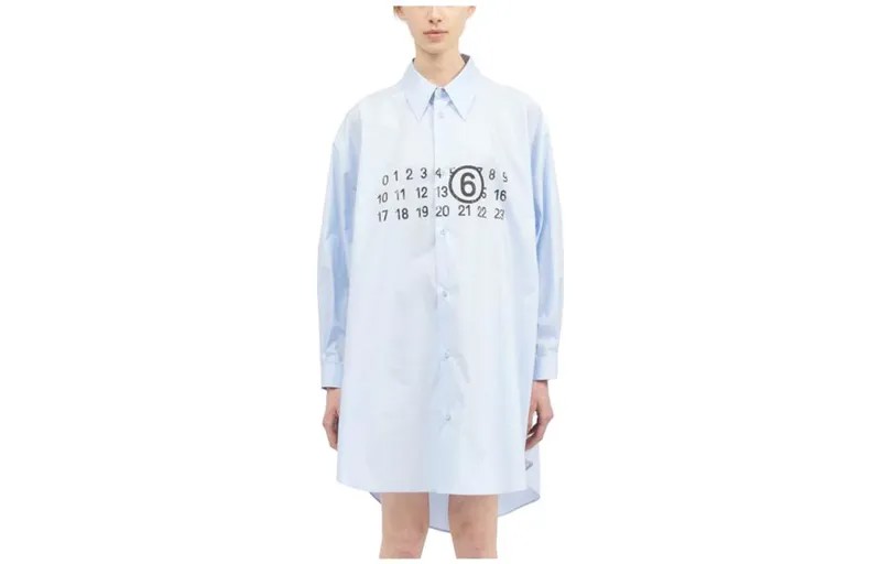 Платье с длинными рукавами женское светло-голубое Mm6 Maison Margiela