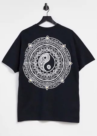 Oversized-футболка с принтом «инь и ян» на спине HNR LDN-Черный цвет