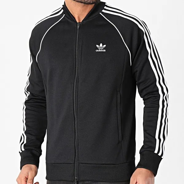 Мужская спортивная куртка с молнией во всю длину Adidas Superstar Primeblue, черное полосатое пальто #198