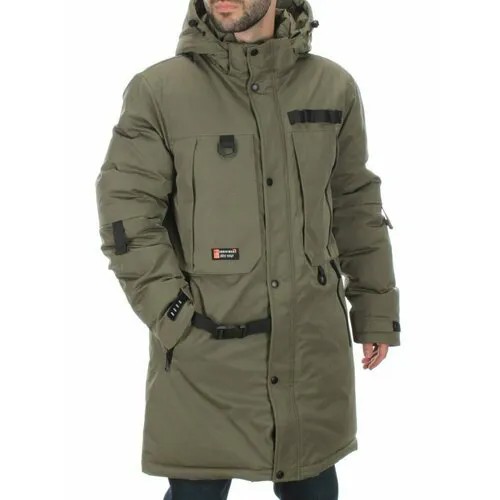 Куртка  зимняя, силуэт прямой, воздухопроницаемая, внутренний карман, капюшон, стеганая, карманы, грязеотталкивающая, ветрозащитная, подкладка, манжеты, размер 50, зеленый