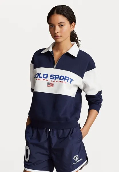 Толстовка LONG SLEEVE HALF ZIP Ralph Lauren, цвет cruise navy/white