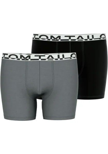 Трусы-боксеры TOM TAILOR (2 шт.), с поясом с логотипом, цвет Grau-Dunkel-Melange