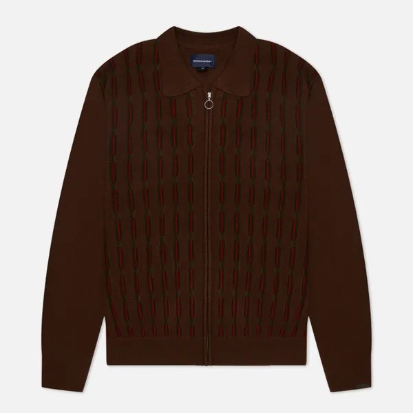 Мужской свитер thisisneverthat Chain Zip Up Polo коричневый, Размер XL