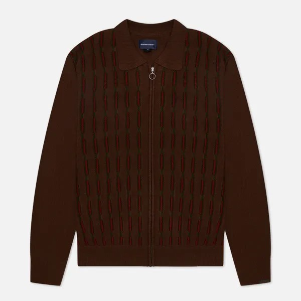 Мужской свитер thisisneverthat Chain Zip Up Polo коричневый, Размер XL