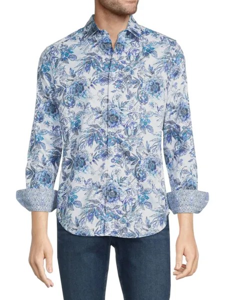 Рубашка на пуговицах с цветочным принтом Avers Classic Fit Robert Graham, цвет Blue White