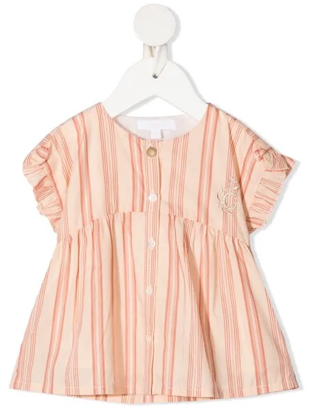 Chloé Kids полосатое платье с короткими рукавами