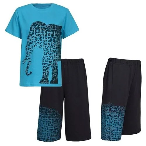 Комплект одежды Luneva, футболка и шорты, повседневный стиль, размер 122, бирюзовый