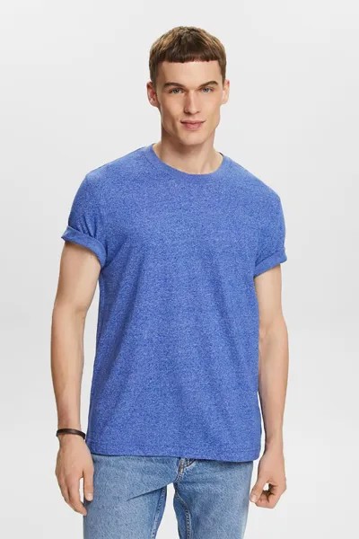 Футболка из хлопка с овальным вырезом Esprit, синий