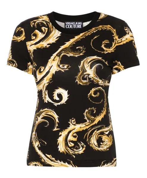 Футболка из джерси и золота Versace Jeans Couture, черный
