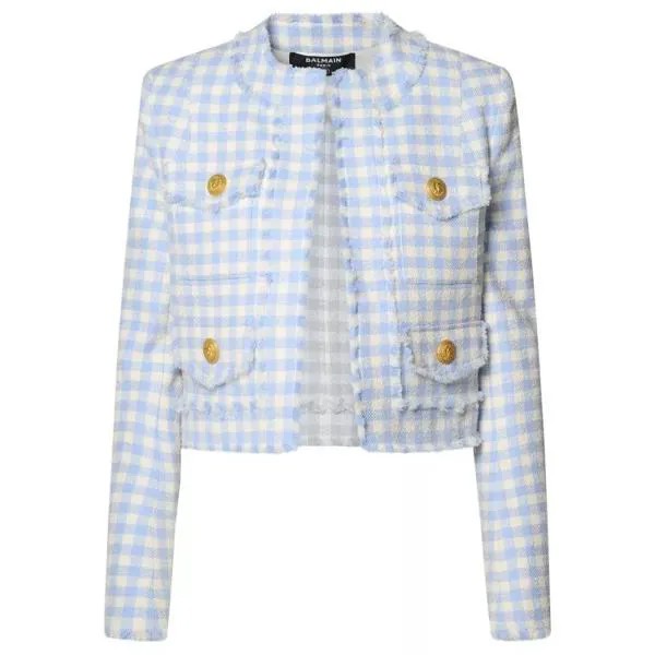 Куртка two-tone cotton blend jacket Balmain, синий