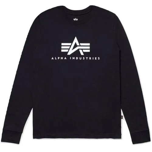 Лонгслив ALPHA INDUSTRIES, хлопок, размер 2XL, черный