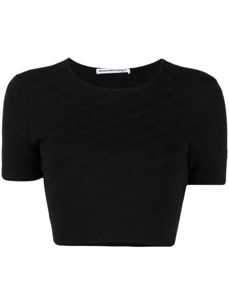 Alexander Wang укороченная футболка с монограммой, черный