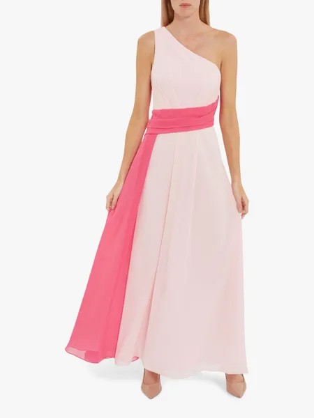 Gina Bacconi Doreen Шифоновое платье на одно плечо, розовое