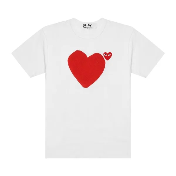 Футболка Comme des Garçons PLAY Red Emblem No Eyes T-Shirt 'White', белый