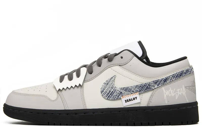 Кроссовки Air Jordan 1 Vintage Basketball Shoes Men Low-top Grey/white, серый/белый