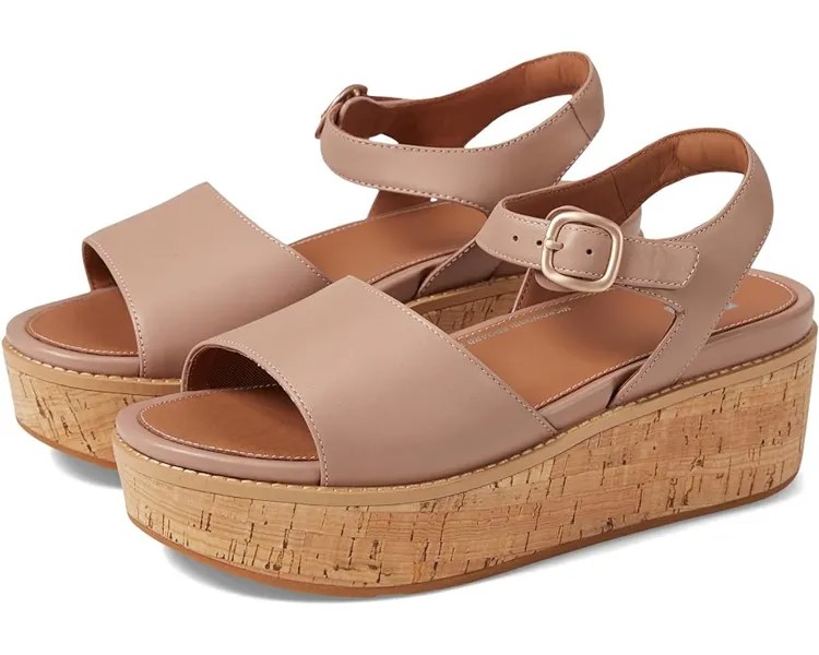 Туфли FitFlop Eloise Cork-Wrap Leather Back-Strap Wedge Sandals, бежевый