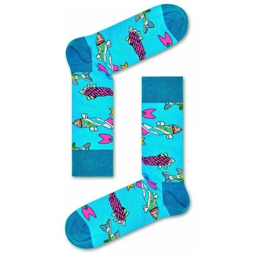 Носки Happy Socks, классические, размер 25, голубой, мультиколор