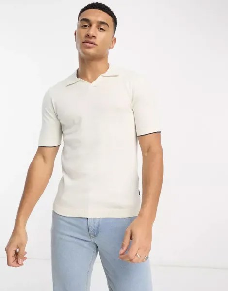 Белая трикотажная рубашка-поло с воротником с лацканами Only & Sons