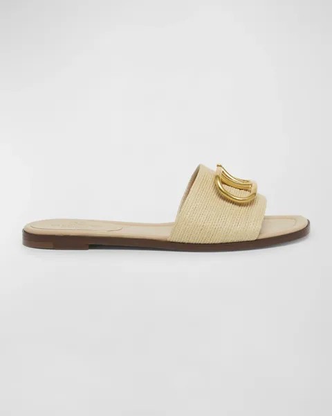 Сандалии VLogo Medallion из рафии Valentino Garavani, цвет Ne Naturale