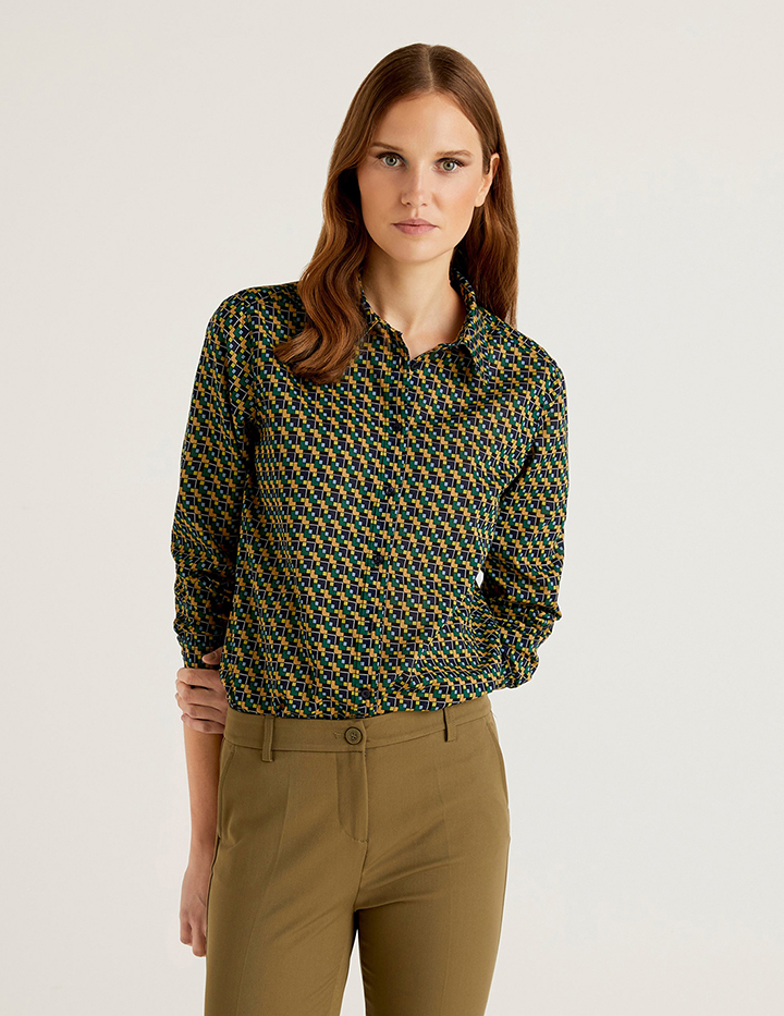 Рубашка женская United Colors of Benetton 21A_5OA95Q8U4 разноцветная XS