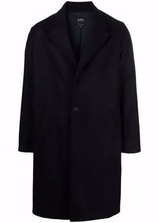 A.P.C. однобортное пальто из смесовой шерсти