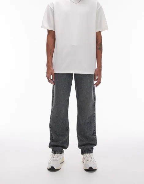 Прямые джинсы Topman мраморно-синего цвета