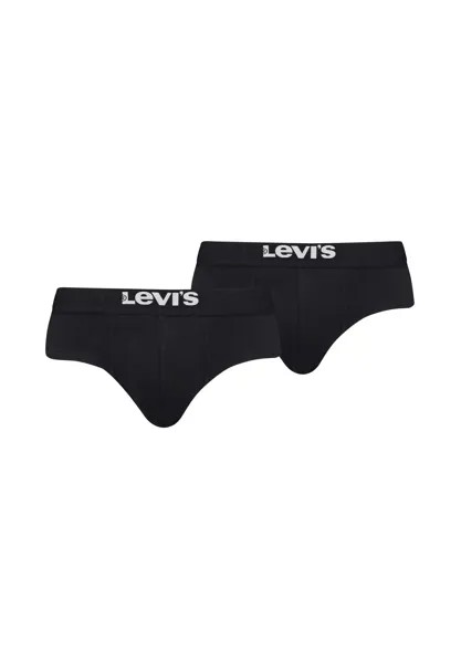 Мужские боксеры, 2 шт. - Solid Basic Brief Organic, пояс с логотипом Levi's, черный