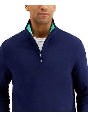 CLUBROOM Мужской темно-синий флисовый свитер с высоким воротником и молнией в четверть, XXL