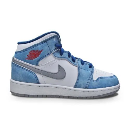Кроссовки Nike Air Jordan 1 Mid SE (GS) для юниоров — DR6235 401 — французский синий огненно-красный белый