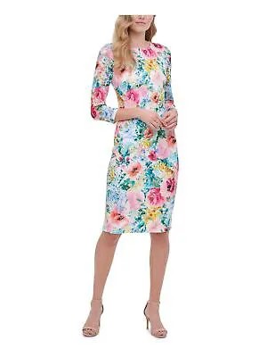 KENSIE DRESSES Женское белое кружевное вечернее платье до колен с круглым вырезом и длинными рукавами 2